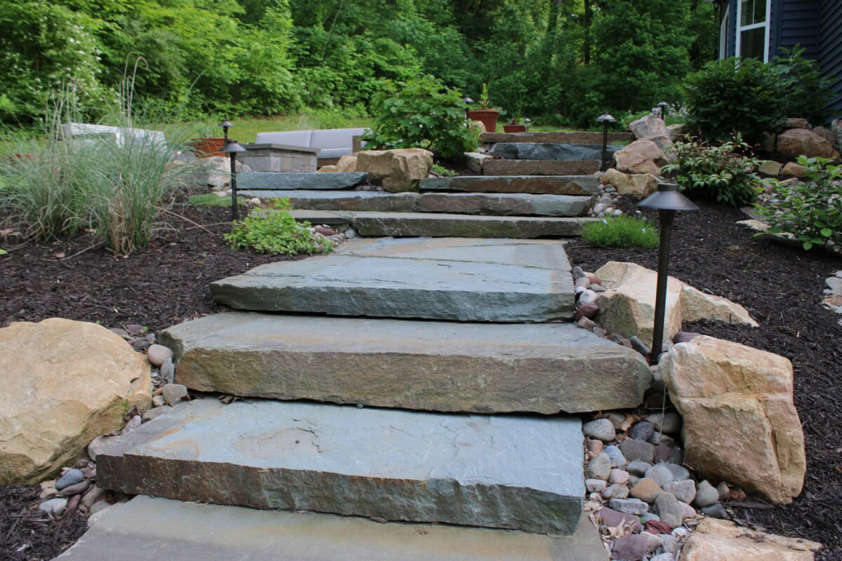 Natural stone slab steps