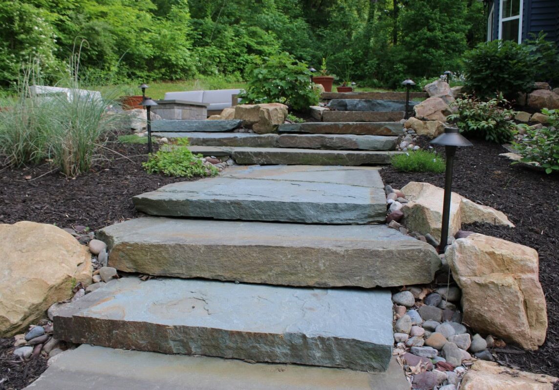 Natural stone slab steps